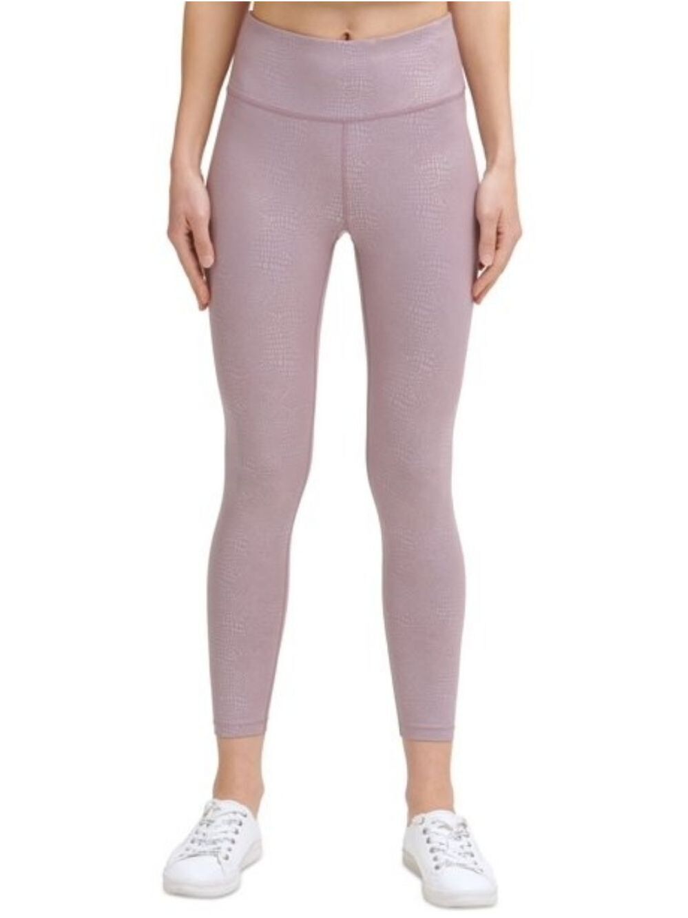 Calvin Klein Womens Performance Metallic-Print High-Waist 7/8 Length Leggings